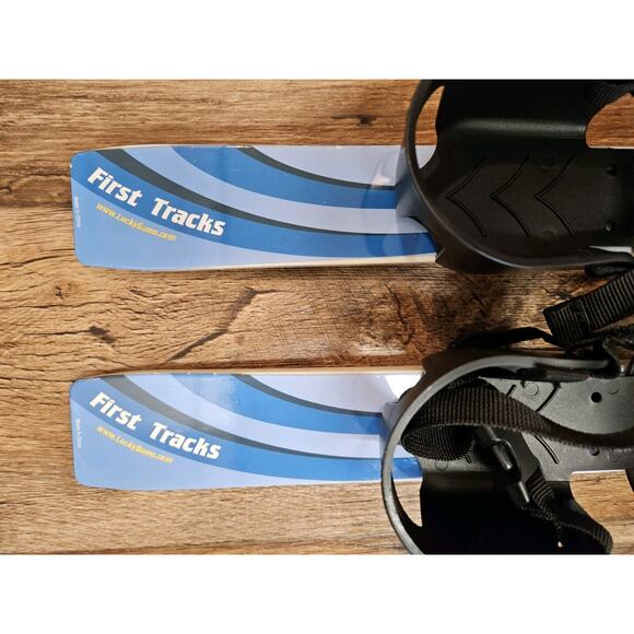 Lucky Bums Toddler Kids Beginner Plastic Snow Skis Adjustable Bindings Blue 70cm - Picture 7 of 9